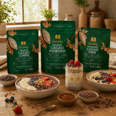 Superfood Breakfast Bundle - organic cacao powder, cacao nibs, and 100% cacao chips from U Chocolate